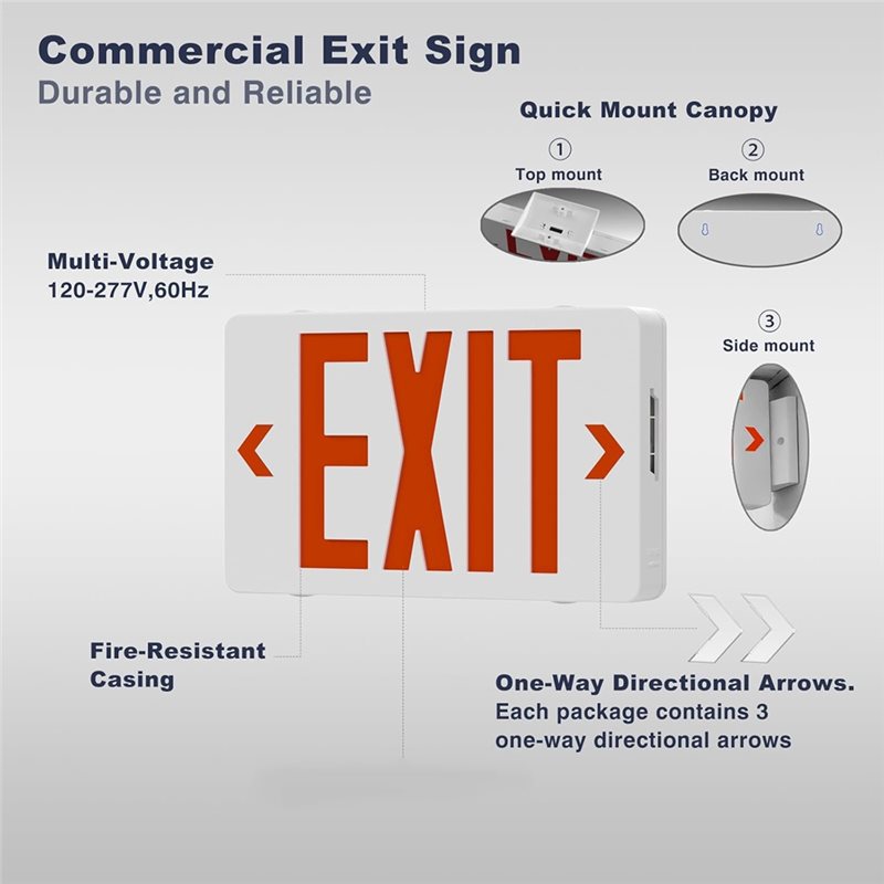 [NEW!A25P】 Red Exit Sign, LED  - Emergency Exit Sign 评论和价格